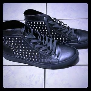 Steve Madden dark silver studded hi tops